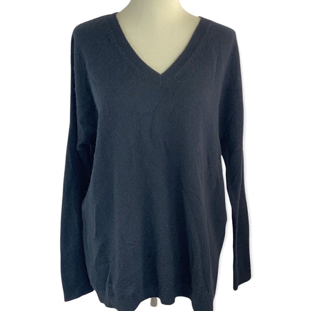 LARK & RO Cashmere Sweater V-Neck Black Pullover Women’s Size S